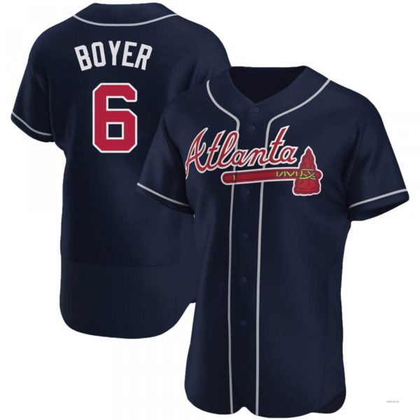 Atlanta Braves #6 Clete Boyer Navy Alternate Jersey Stitches Baseball Jerseys - Main View