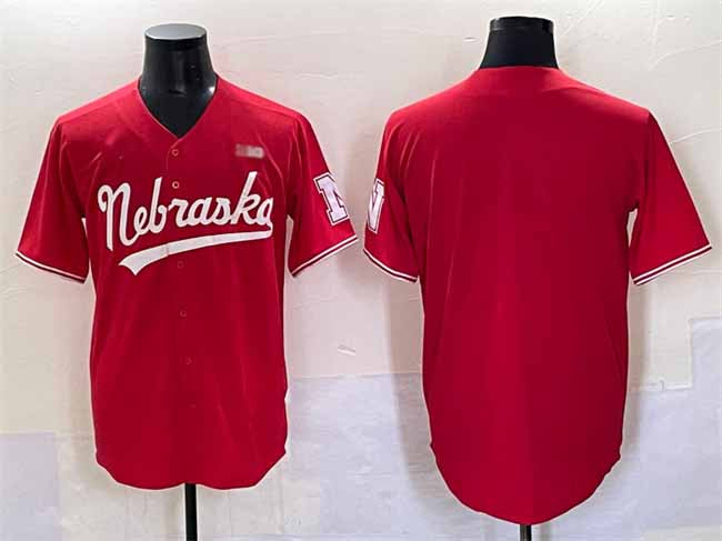 N.Huskers Blank Red With Patch Stitched American College Jerseys - Main View