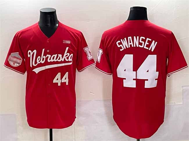 N.Huskers #44 Gabe Swansen Red Back 2 Back Champions Patch Vapor Premier Limited Stitched American College Jerseys - Main View