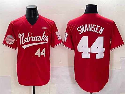 N.Huskers #44 Gabe Swansen Red Back 2 Back Champions Patch Vapor Premier Limited Stitched American College Jerseys - Main View