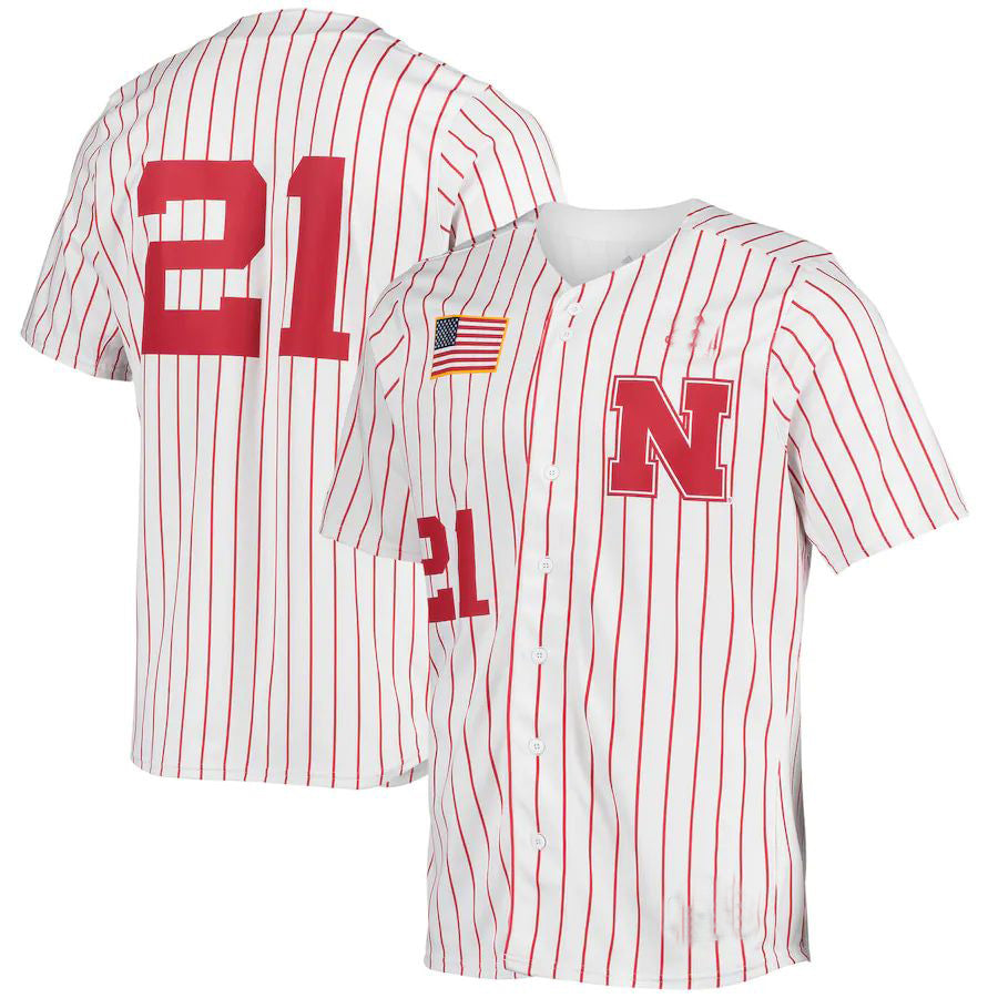 #21 N.Huskers Replica Baseball Jersey  White Stitched American College Jerseys - Main View