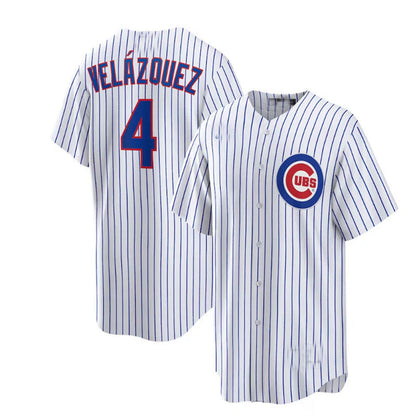 Chicago Cubs #4 Nelson Vel¨¢zquez Home Replica Player Jersey - White Baseball Jerseys - Main View