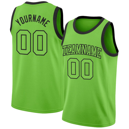 Custom Neon Green Neon Green-Black Authentic Basketball Jersey - Main View
