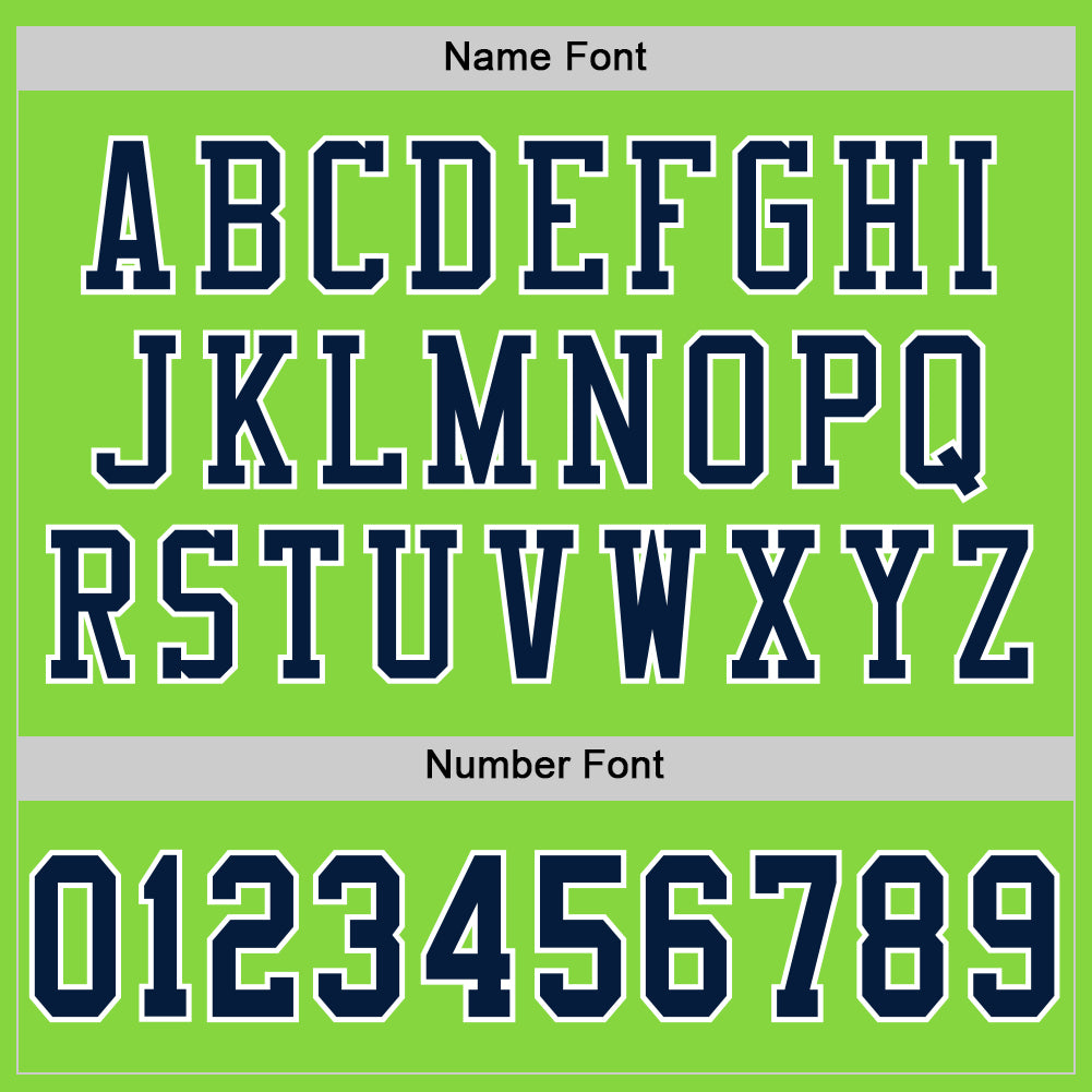Custom Neon Green Navy-White Mesh Authentic Football Jersey view 4