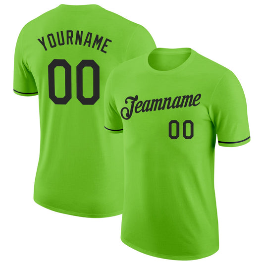 Custom Neon Green Black Performance T-Shirt - Main View