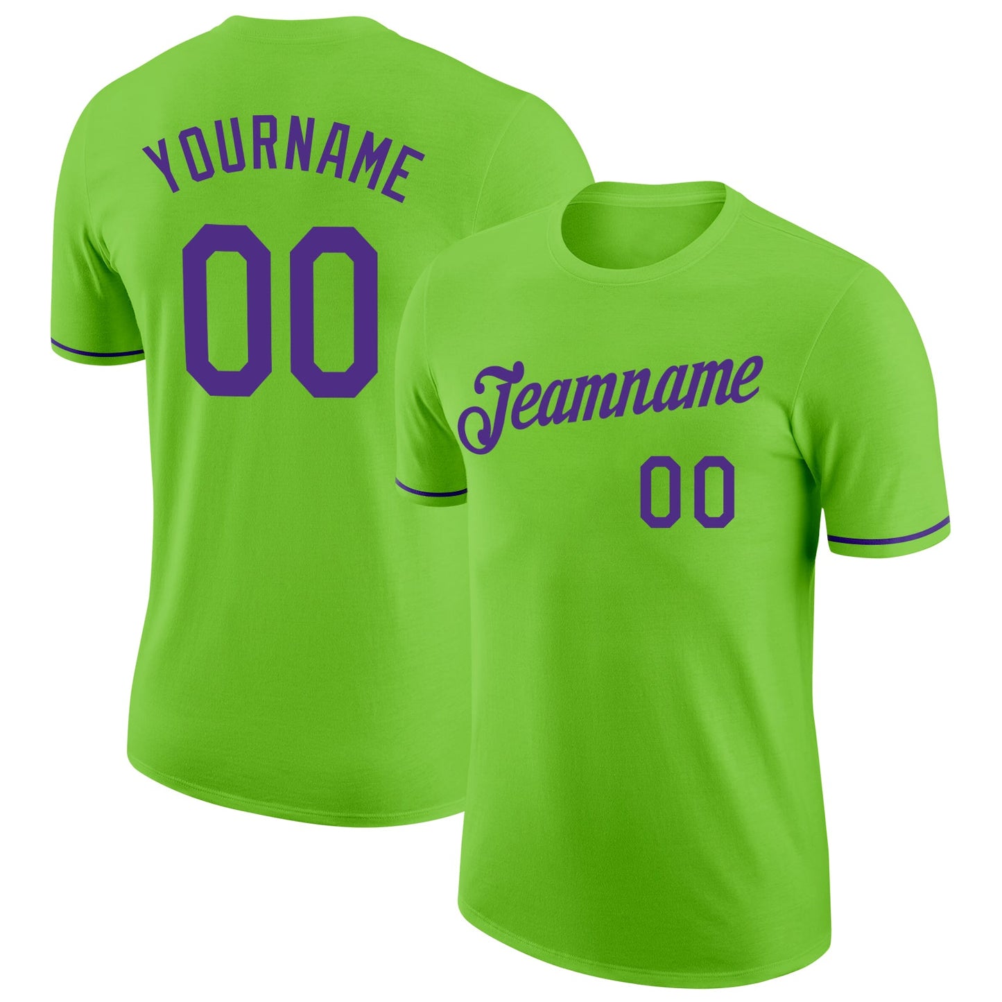 Custom Neon Green Purple Performance T-Shirt - Main View