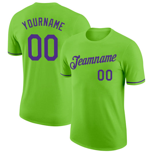 Custom Neon Green Purple Performance T-Shirt - Main View