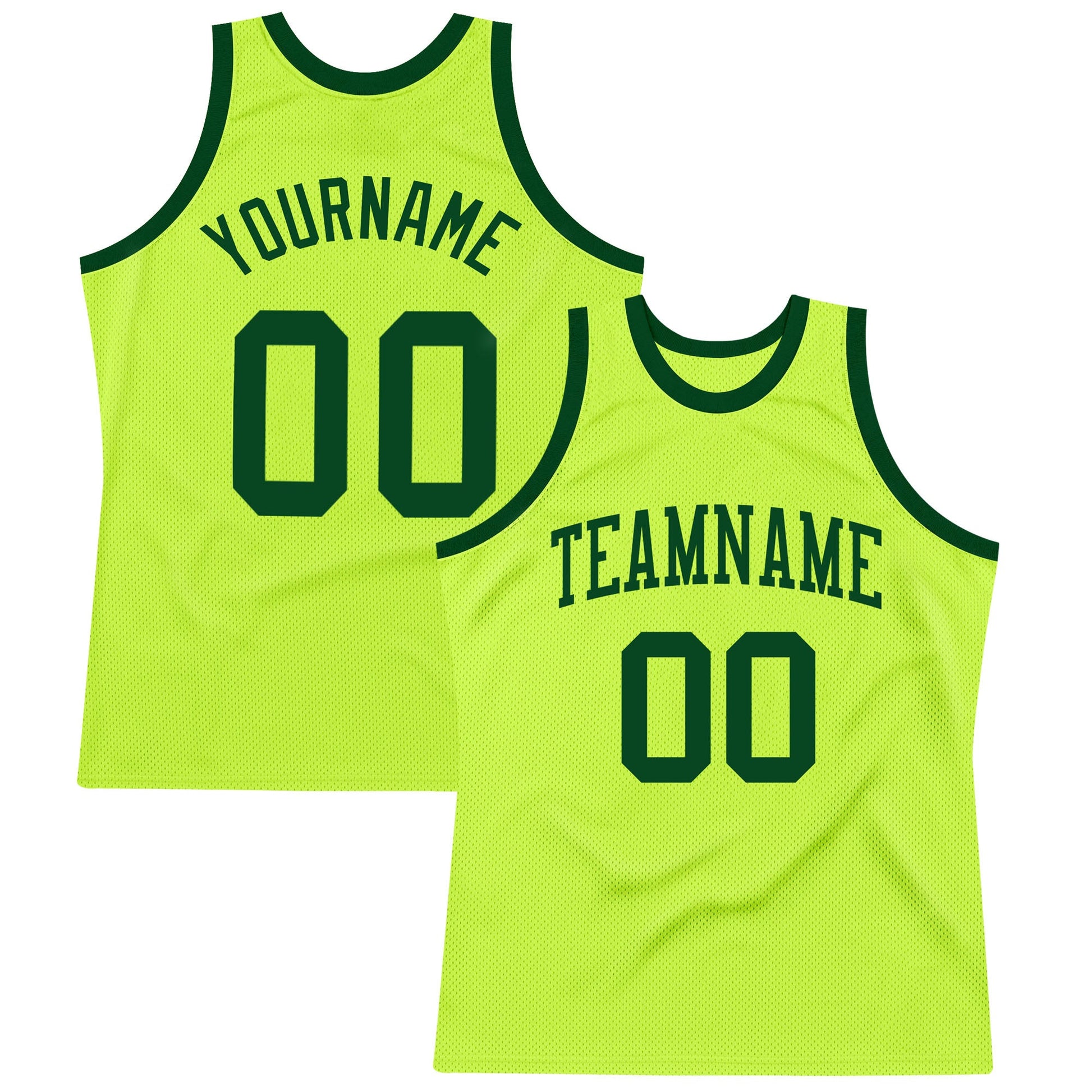 Custom Neon Green Green Authentic Throwback Basketball Jersey - Main View