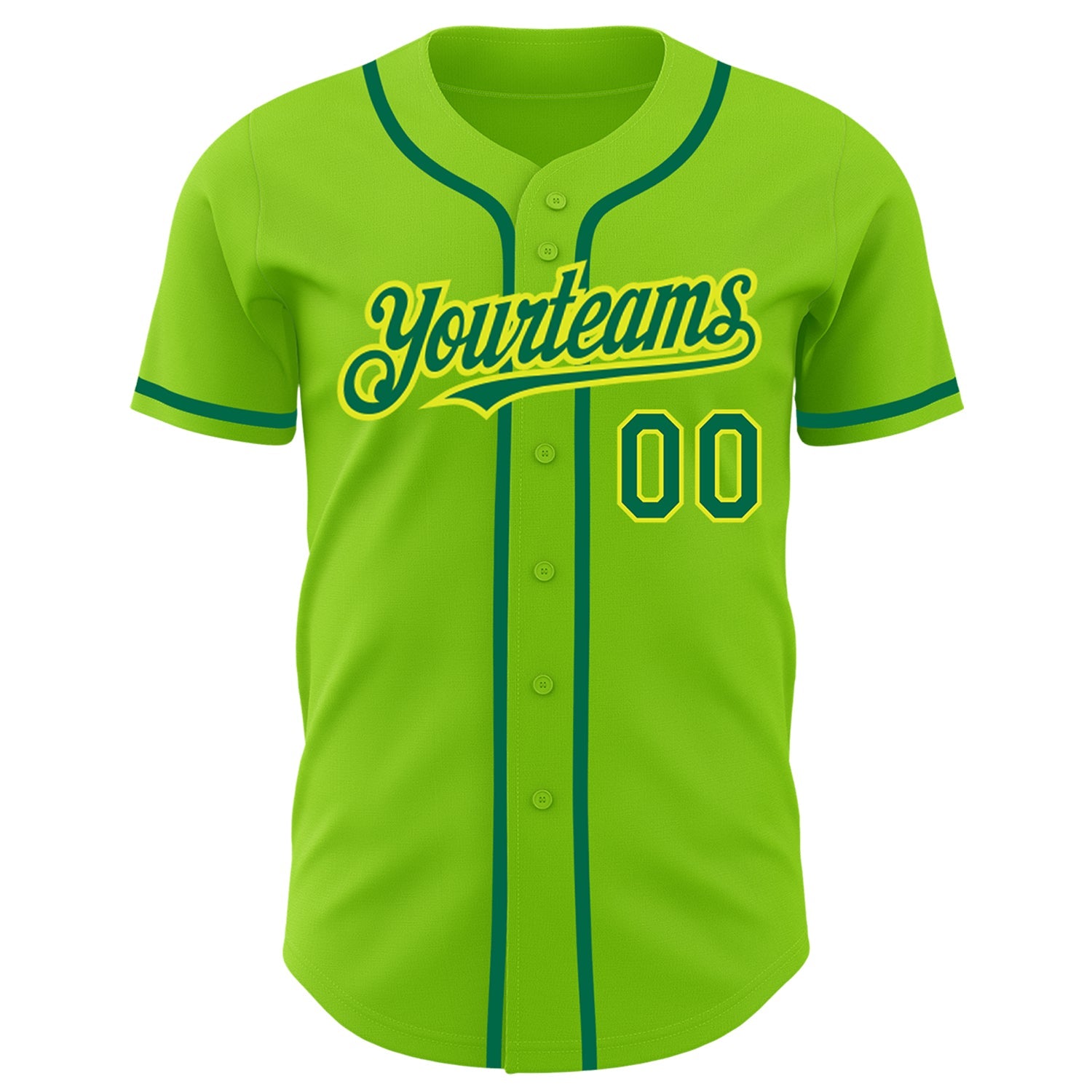 Custom Neon Green Kelly Green-Neon Yellow Authentic Baseball Jersey view 2