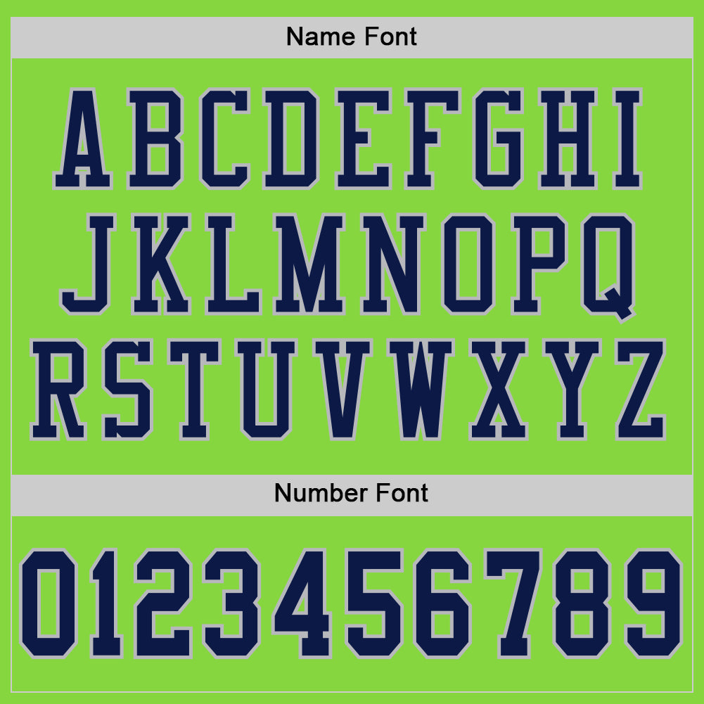Custom Neon Green Navy-Gray Mesh Authentic Football Jersey view 4