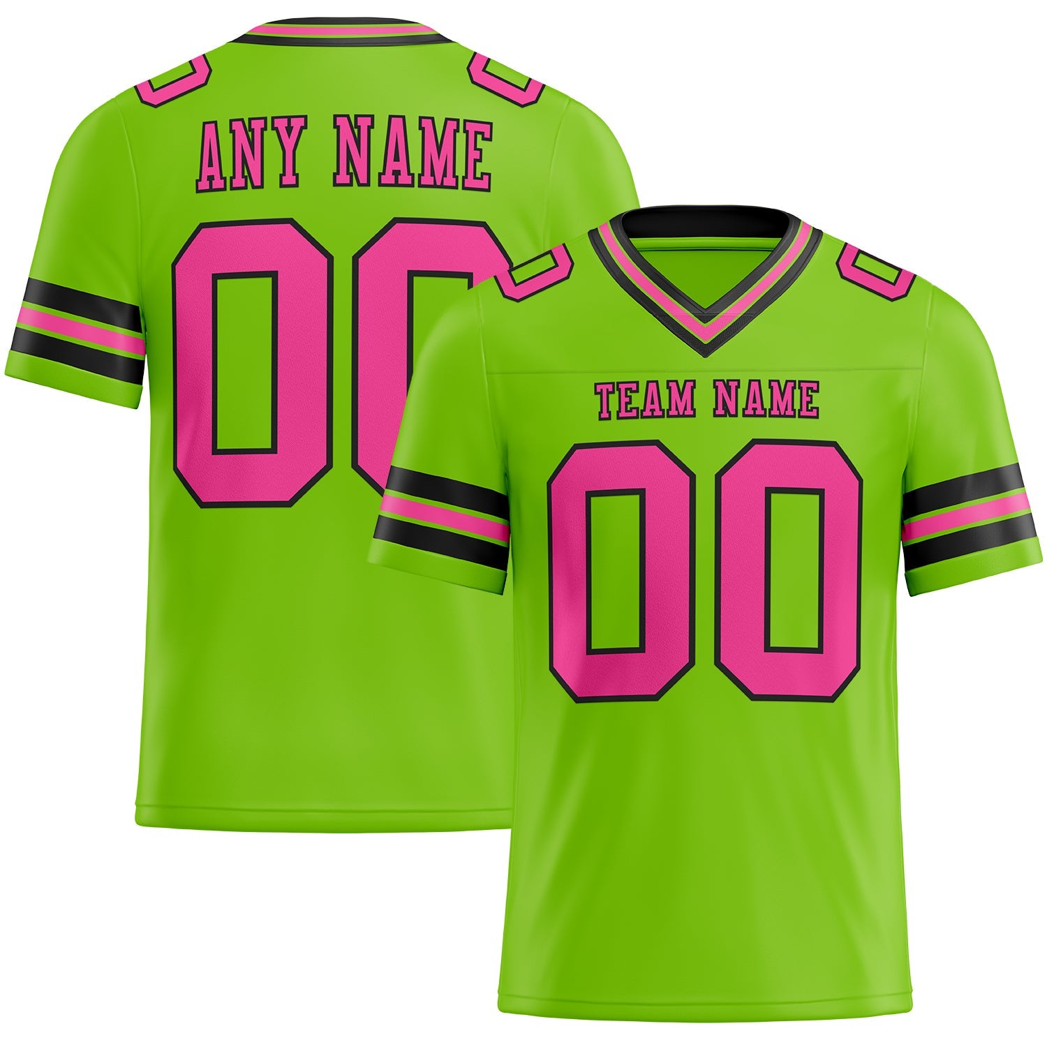 Custom Neon Green Pink-Black Authentic Football Jersey - Main View