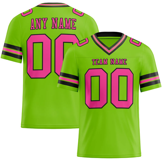 Custom Neon Green Pink-Black Authentic Football Jersey - Main View