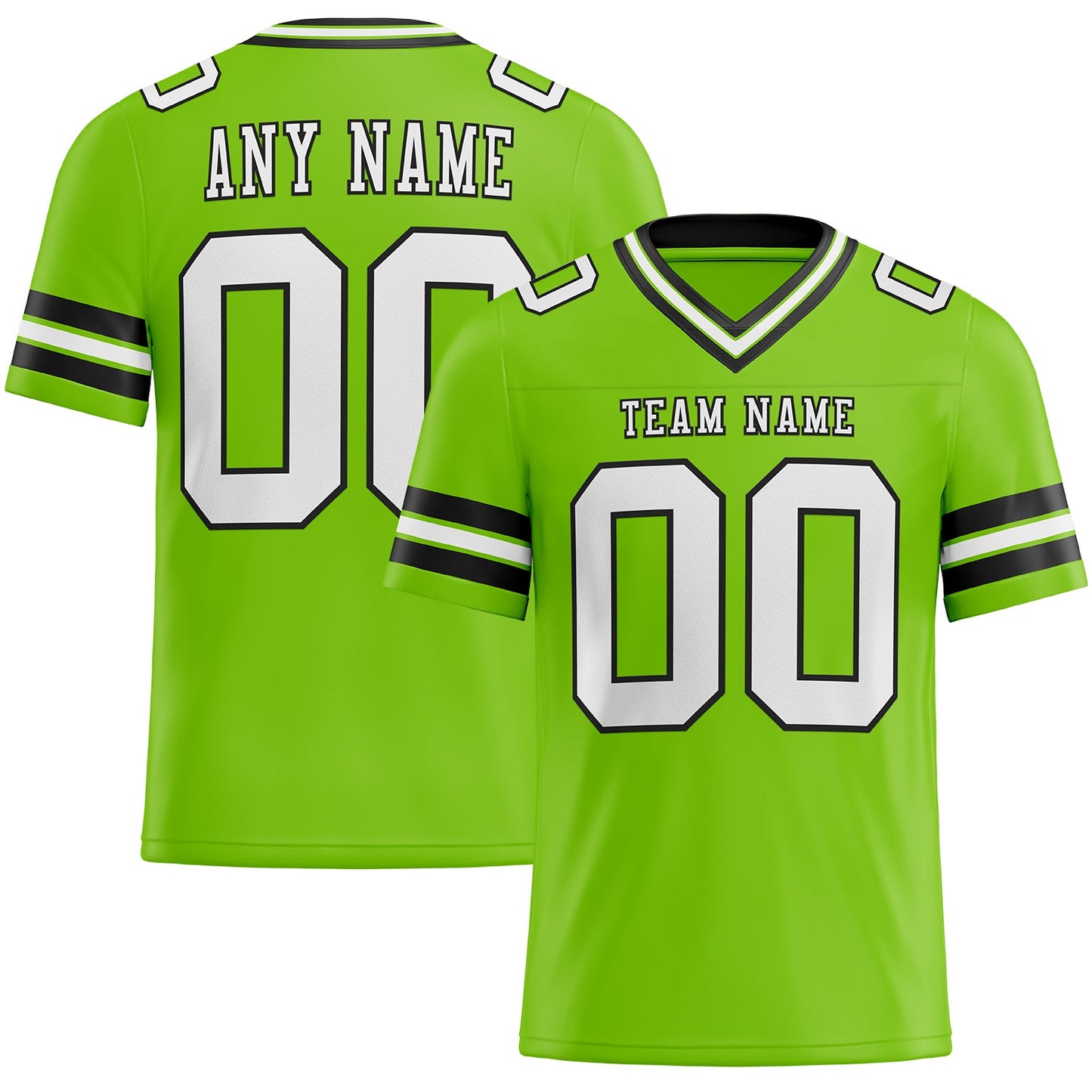 Custom Neon Green White-Black Authentic Football Jersey - Main View