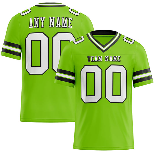 Custom Neon Green White-Black Authentic Football Jersey - Main View