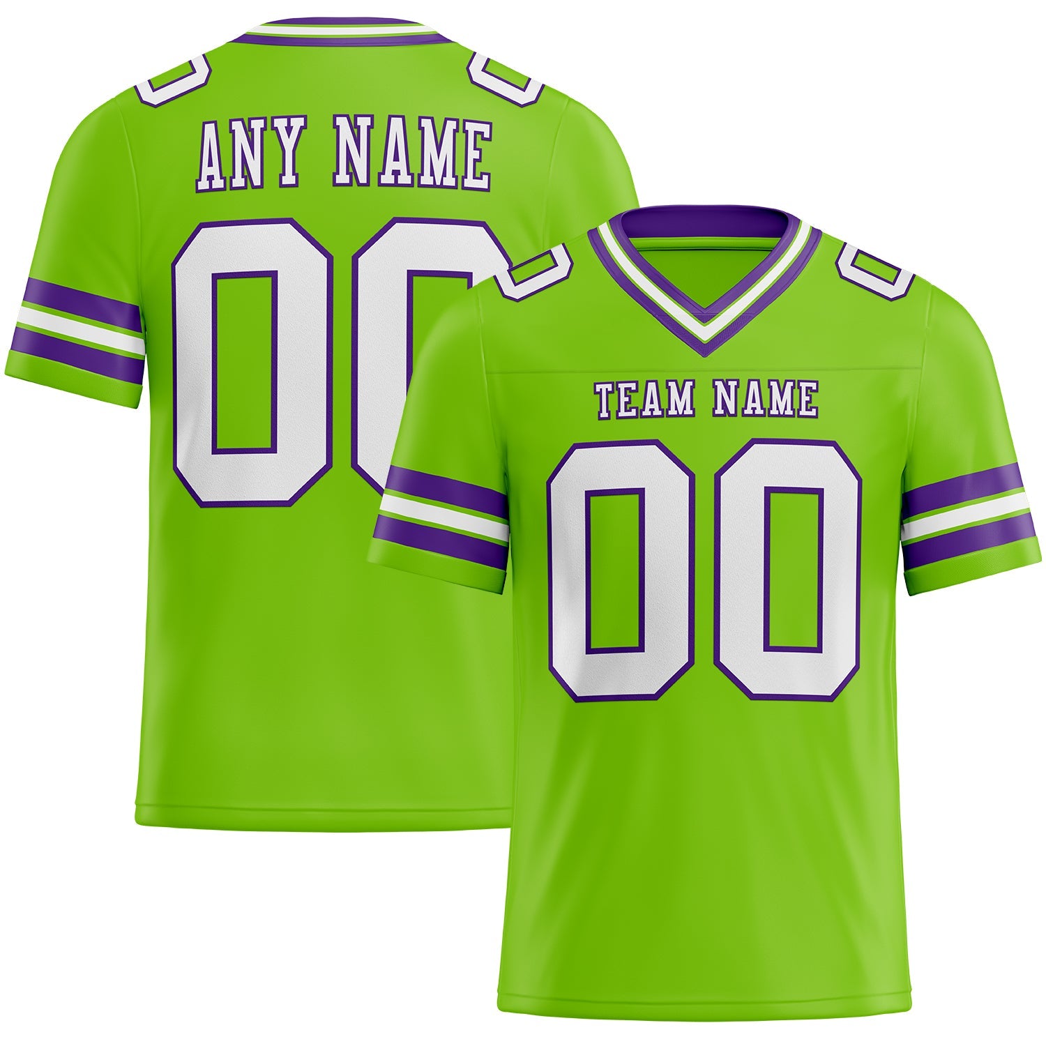 Custom Neon Green White-Purple Authentic Football Jersey - Main View