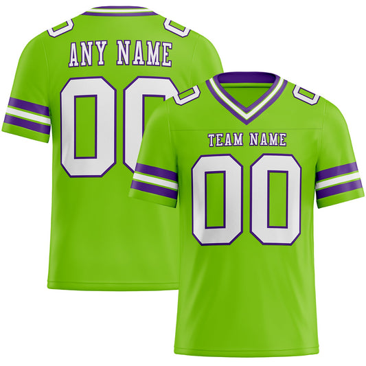 Custom Neon Green White-Purple Authentic Football Jersey - Main View