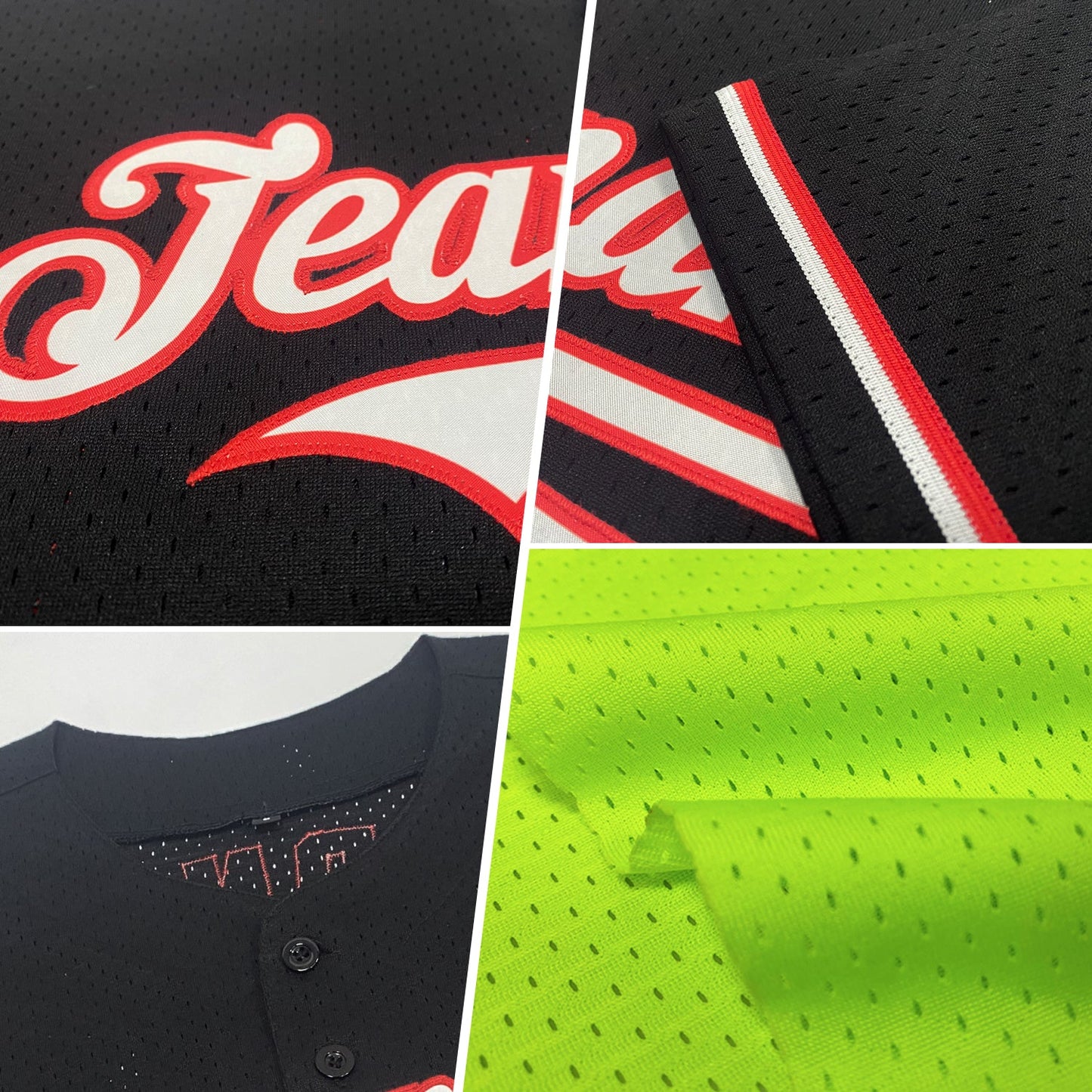 Custom Neon Green Pink-Black Mesh Authentic Throwback Baseball Jersey view 2
