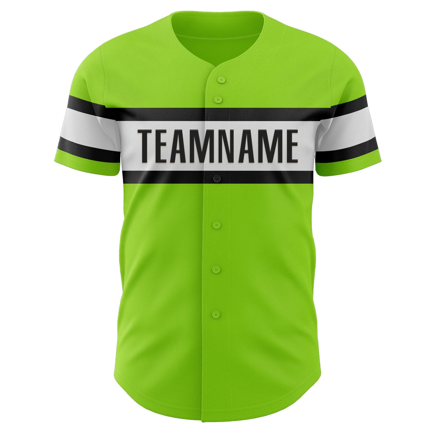 Custom Neon Green White-Black Authentic Baseball Jersey view 2