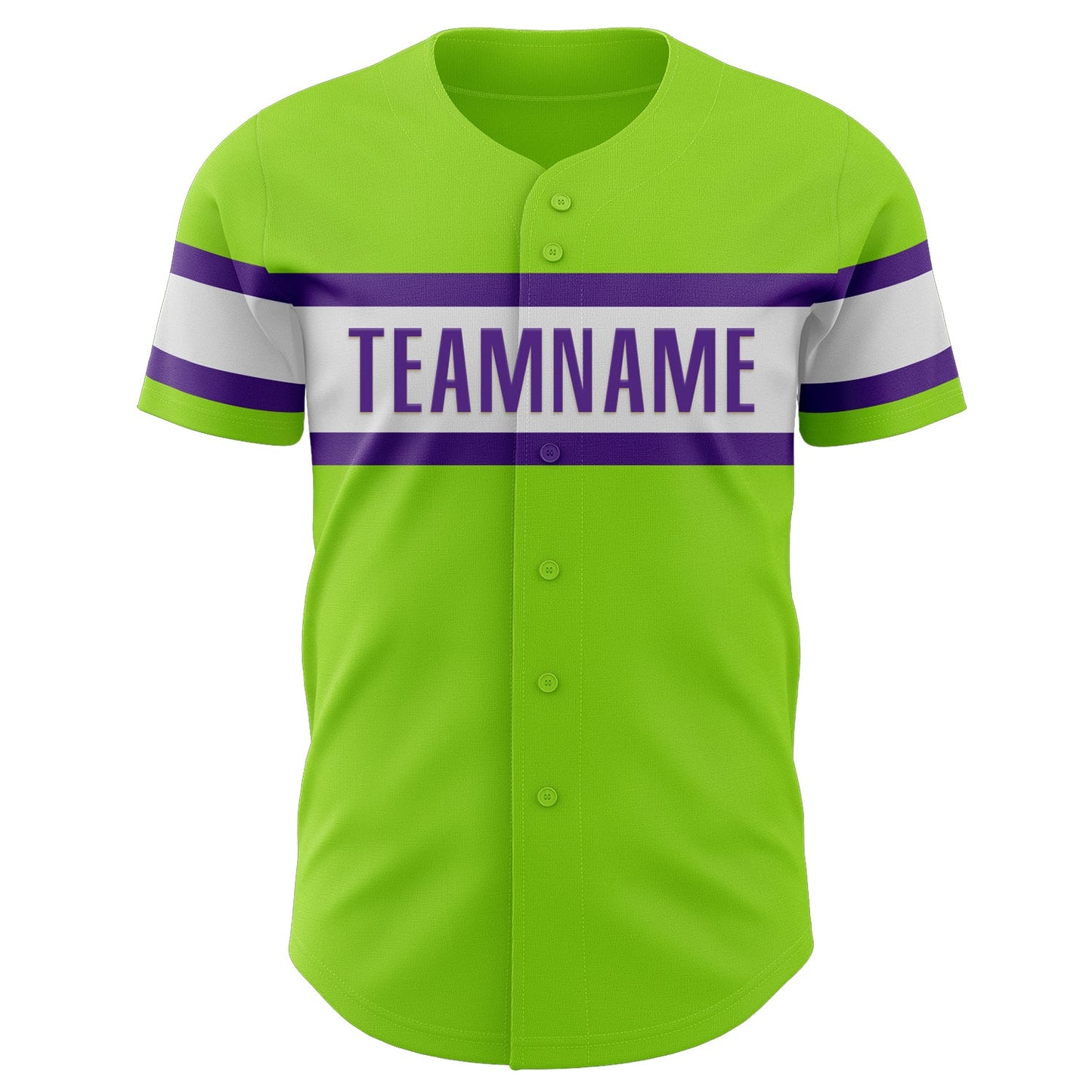 Custom Neon Green White-Purple Authentic Baseball Jersey view 2