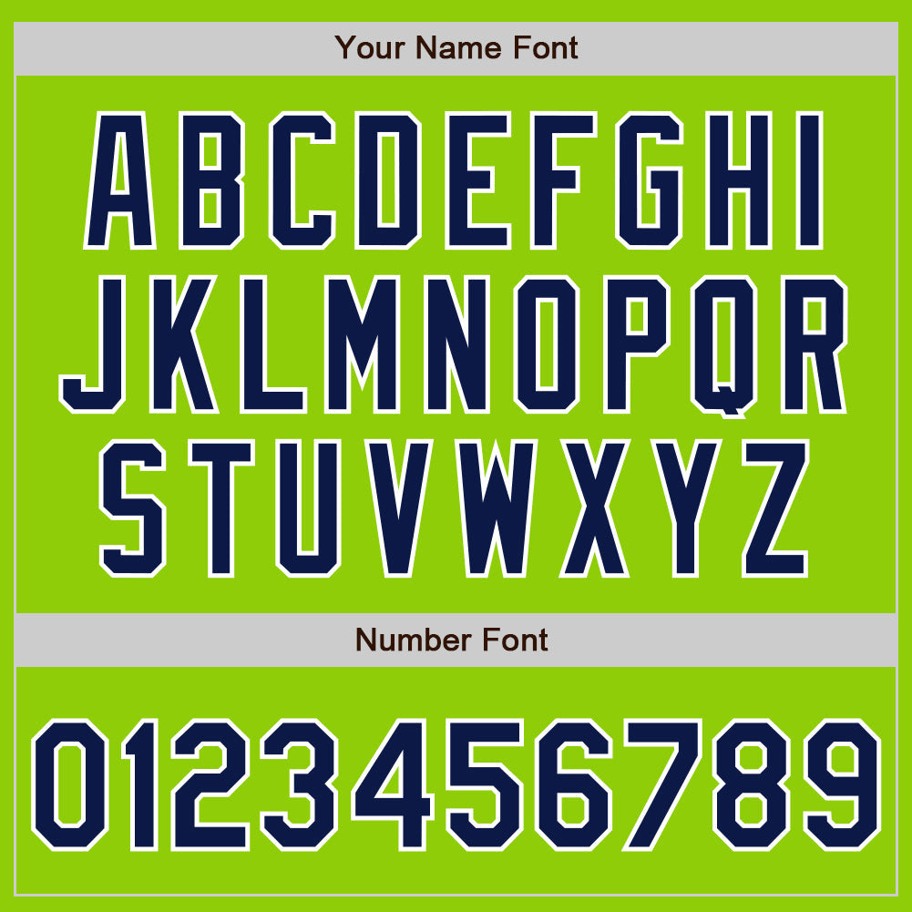 Custom Neon Green Navy-White Authentic Baseball Jersey view 8