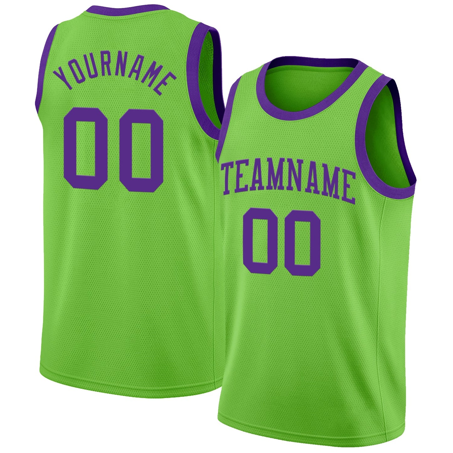 Custom Neon Green Purple Authentic Basketball Jersey - Main View