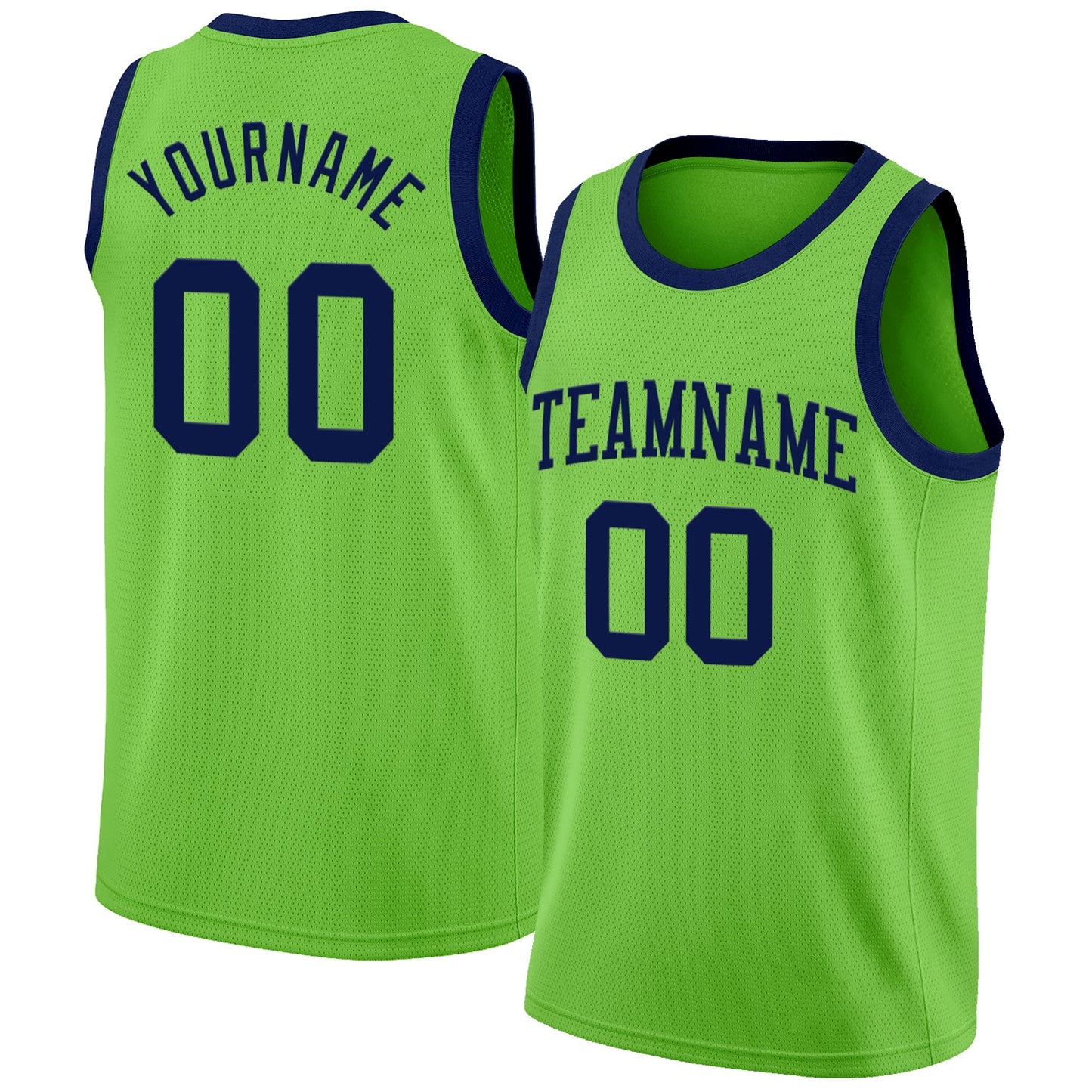 Custom Neon Green Navy Authentic Basketball Jersey - Main View