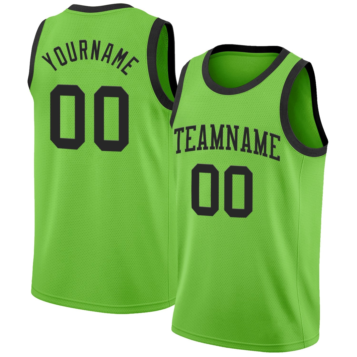 Custom Neon Green Black Authentic Basketball Jersey - Main View