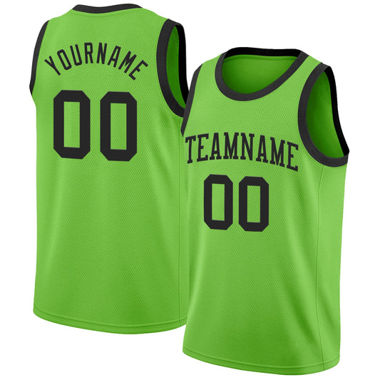Custom Neon Green Black Authentic Basketball Jersey - Main View