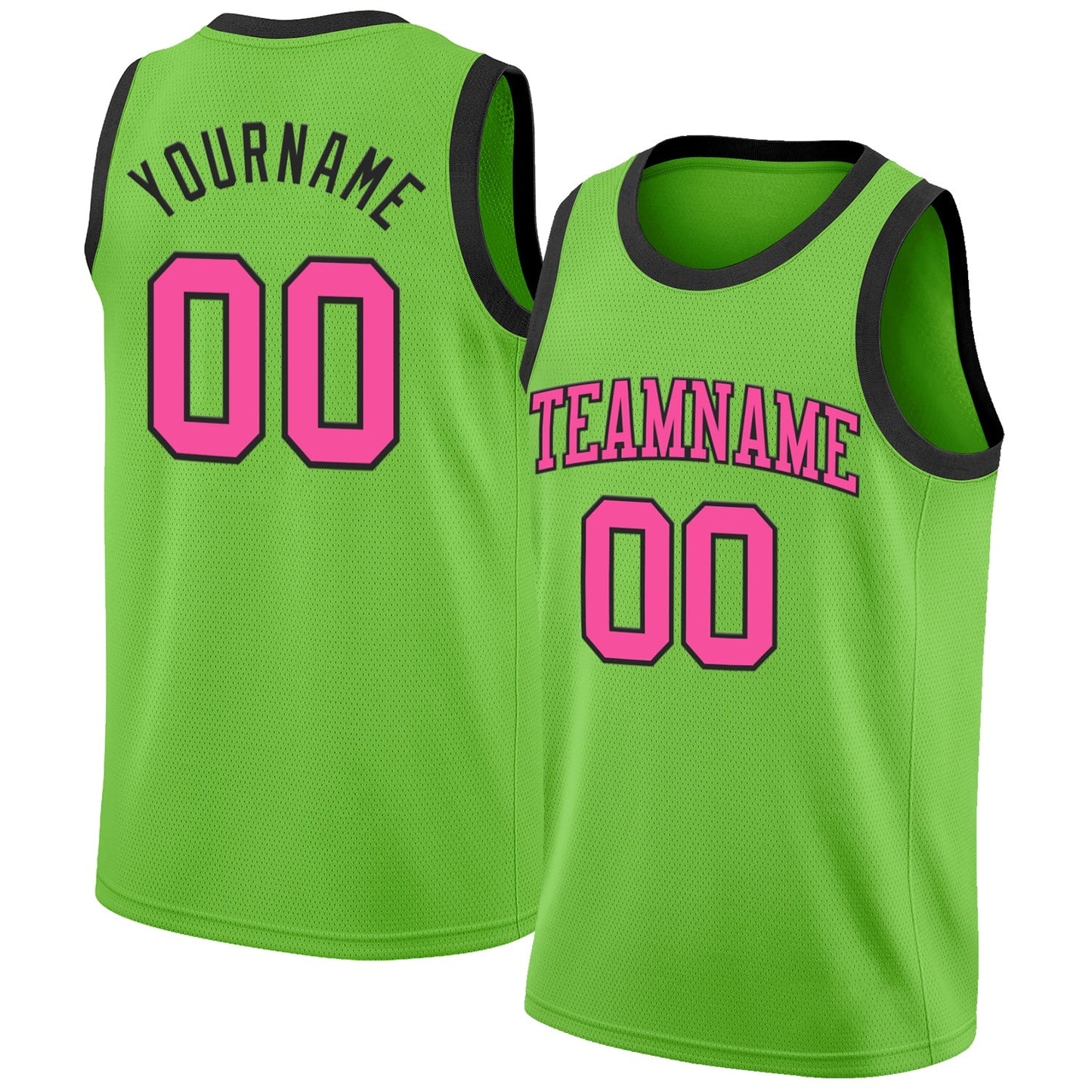 Custom Neon Green Pink-Black Authentic Basketball Jersey - Main View