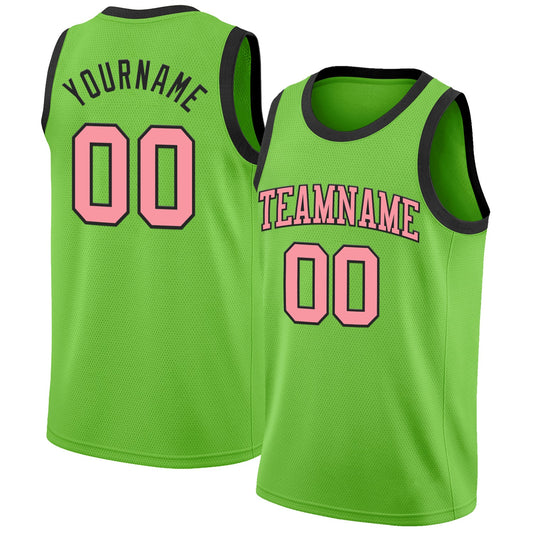 Custom Neon Green Medium Pink-Black Authentic Basketball Jersey - Main View