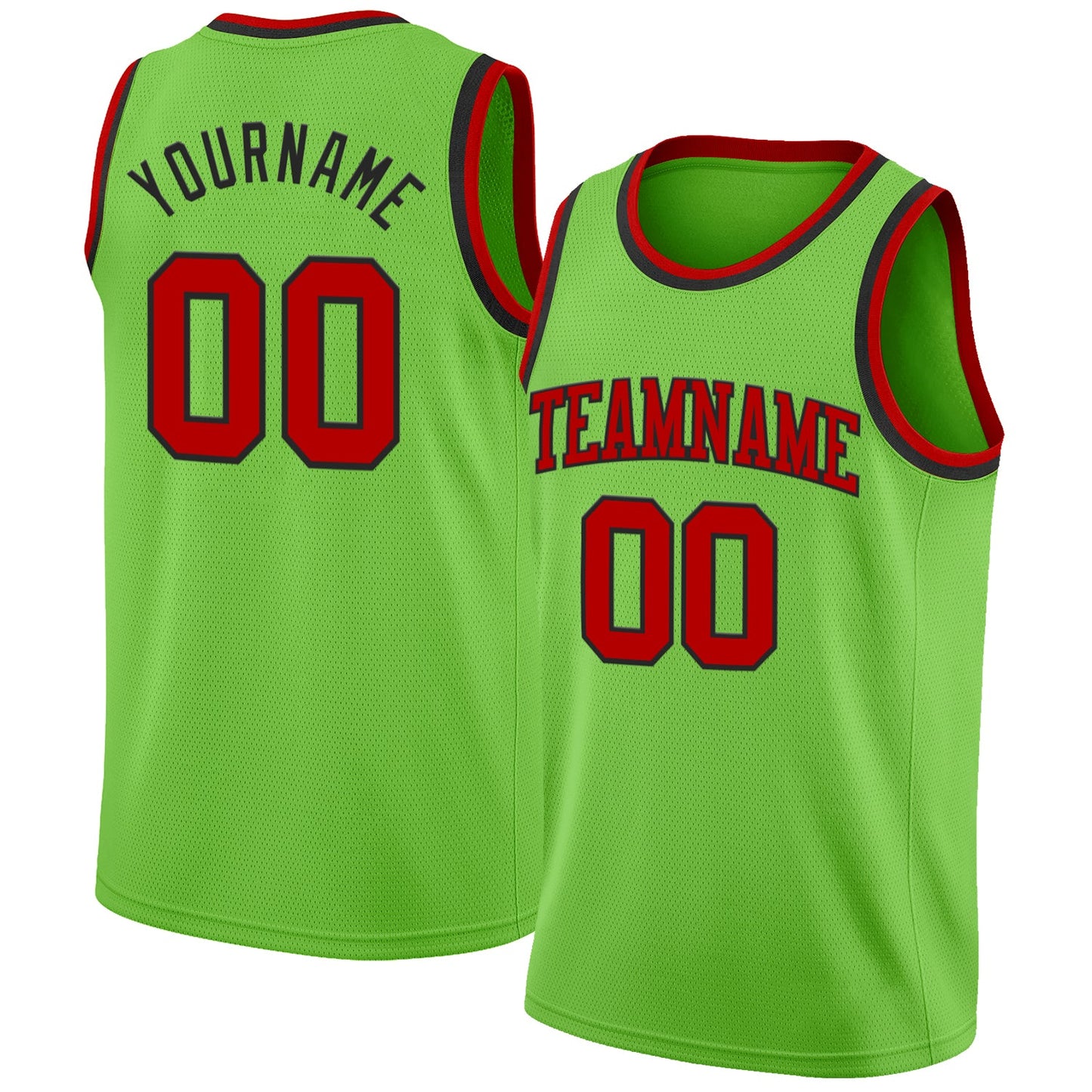 Custom Neon Green Red-Black Authentic Basketball Jersey - Main View