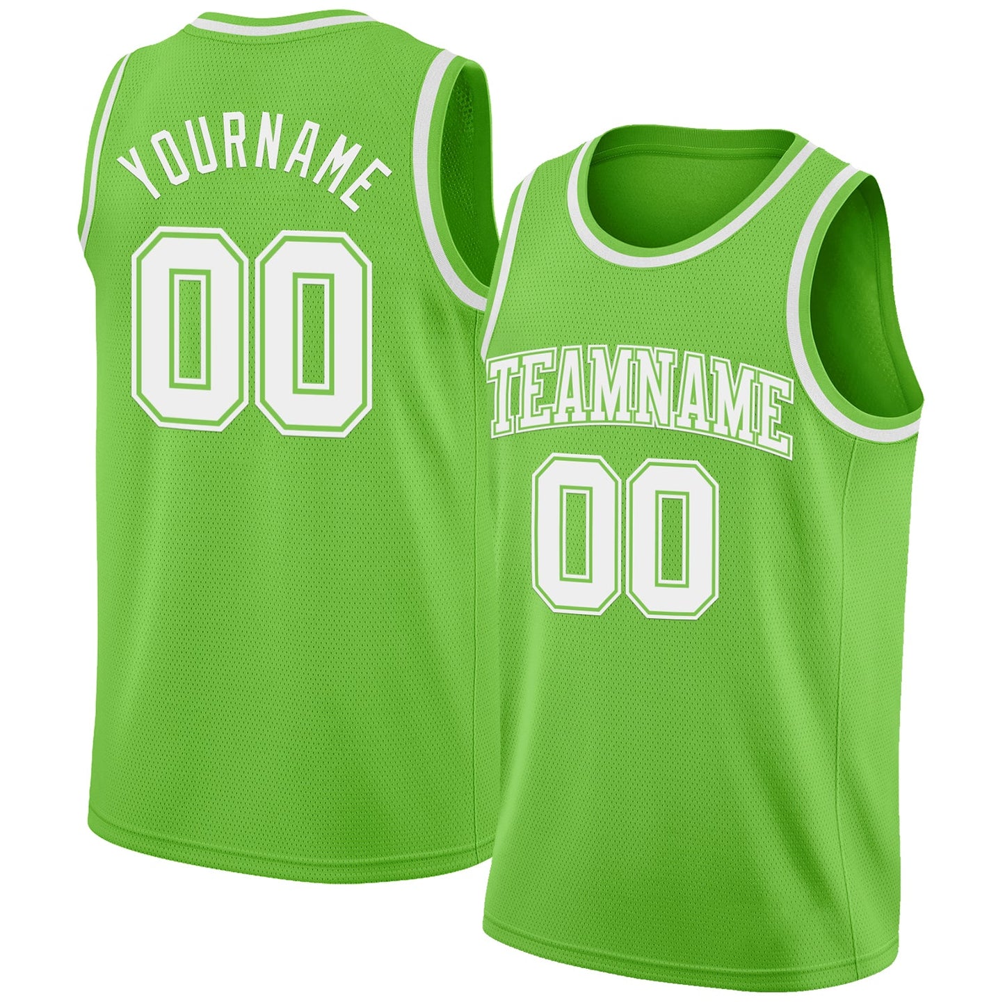 Custom Neon Green White Authentic Basketball Jersey - Main View