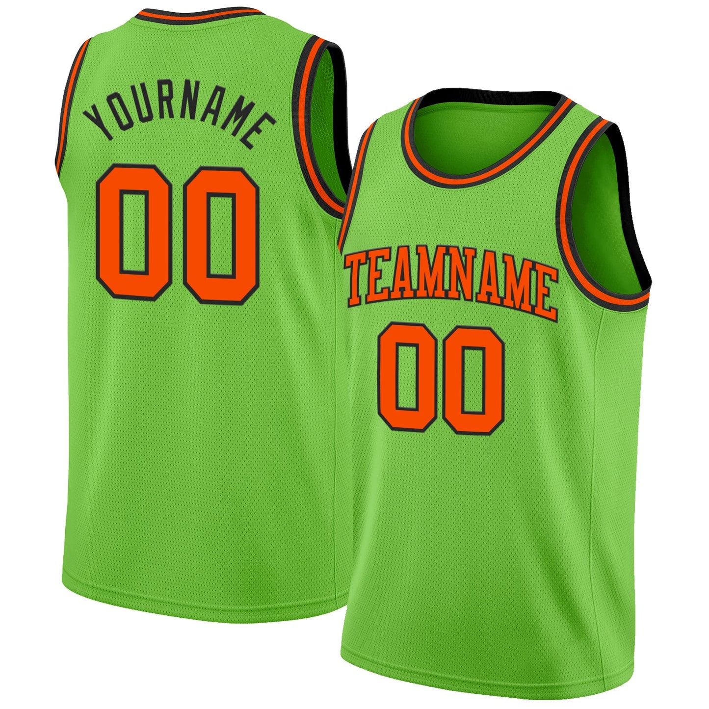 Custom Neon Green Orange-Black Authentic Basketball Jersey - Main View