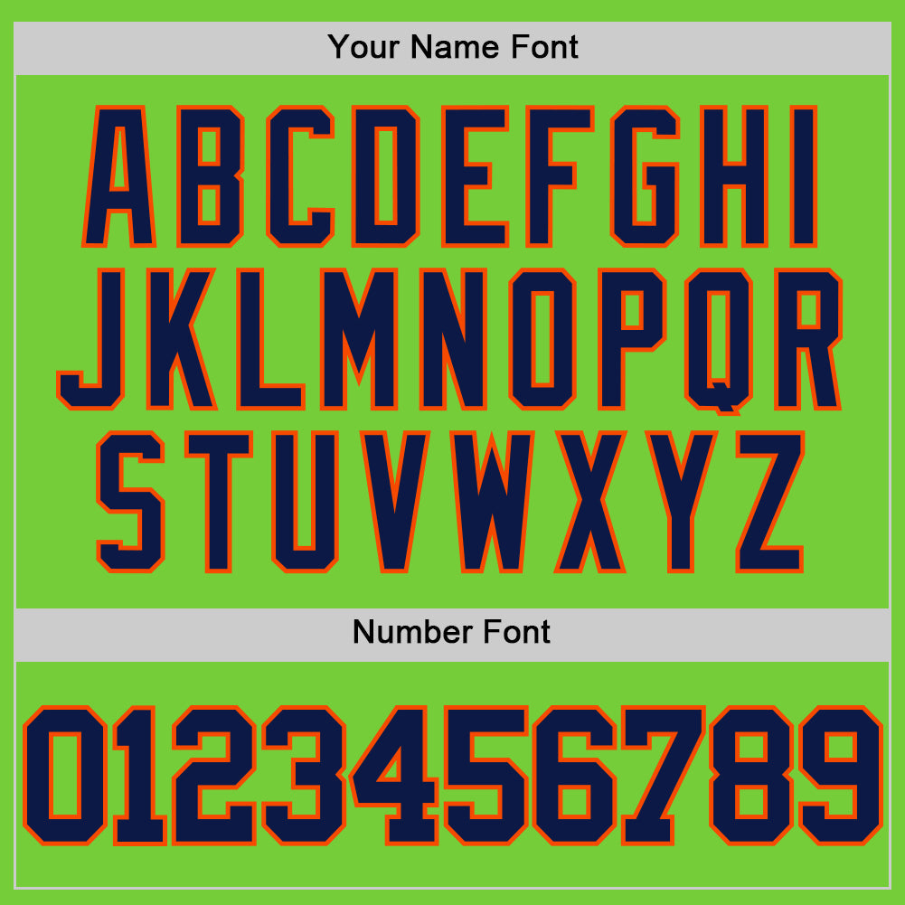 Custom Neon Green Navy-Orange Authentic Basketball Jersey view 4