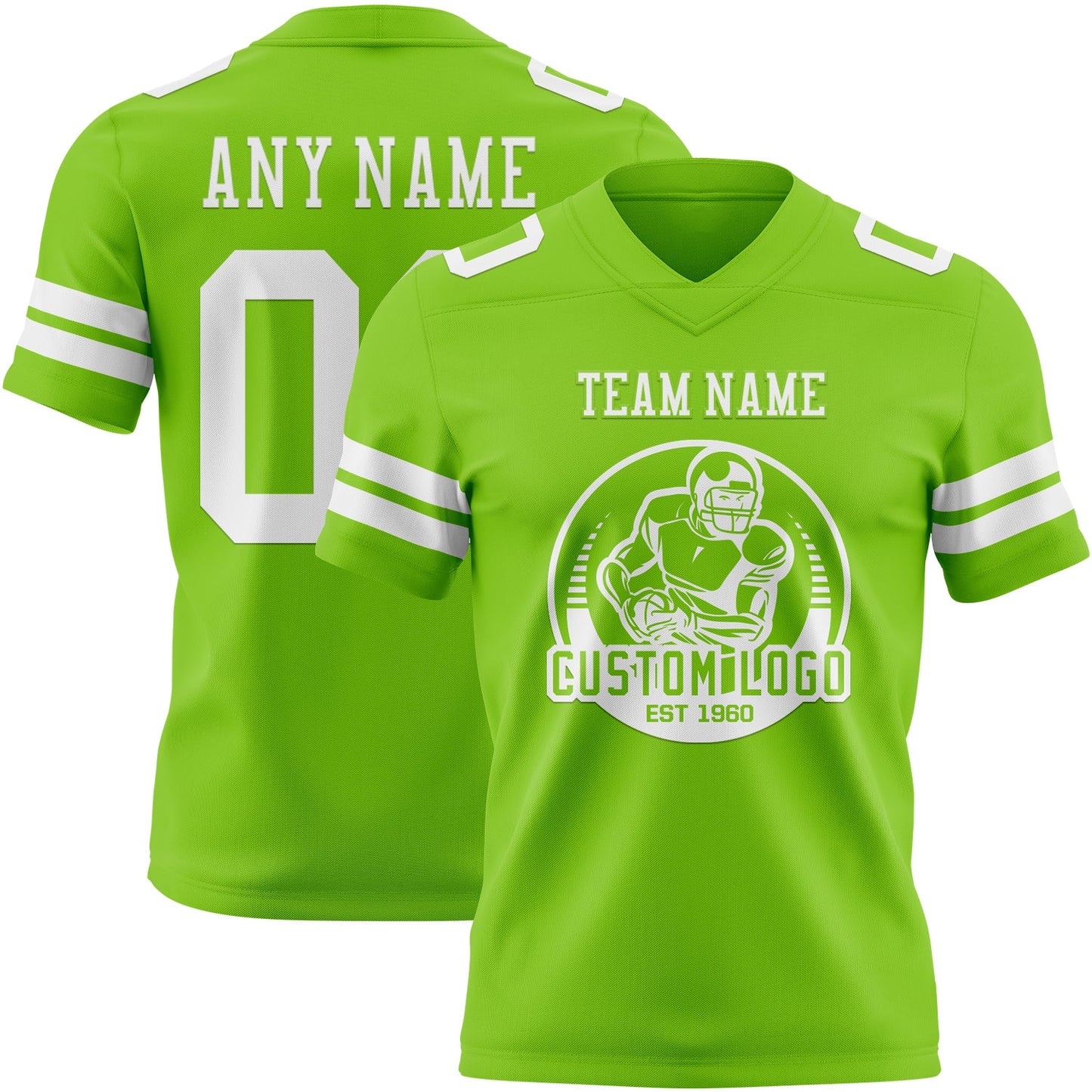 Custom Neon Green White Authentic Football Jersey view 2