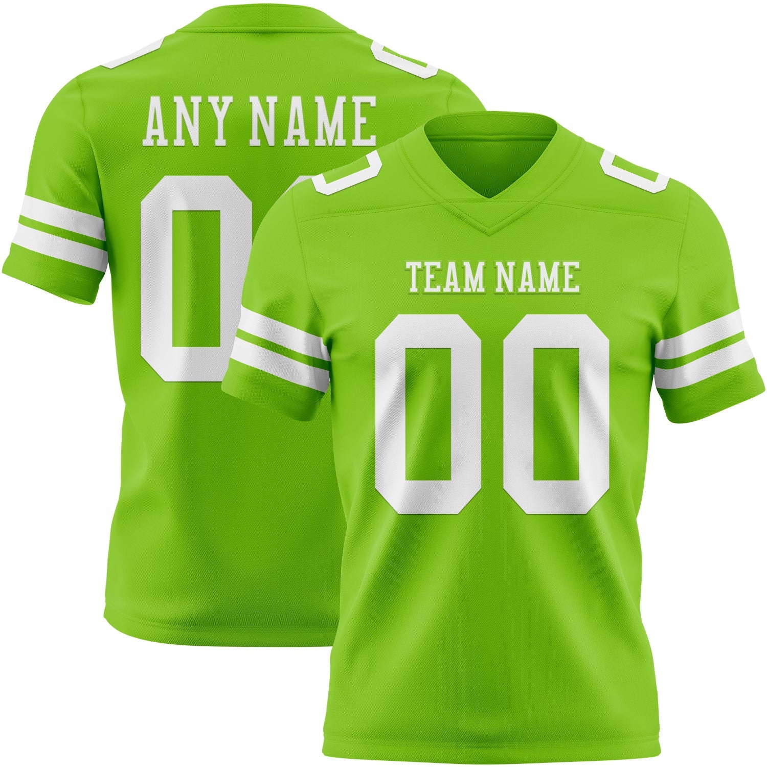 Custom Neon Green White Authentic Football Jersey - Main View
