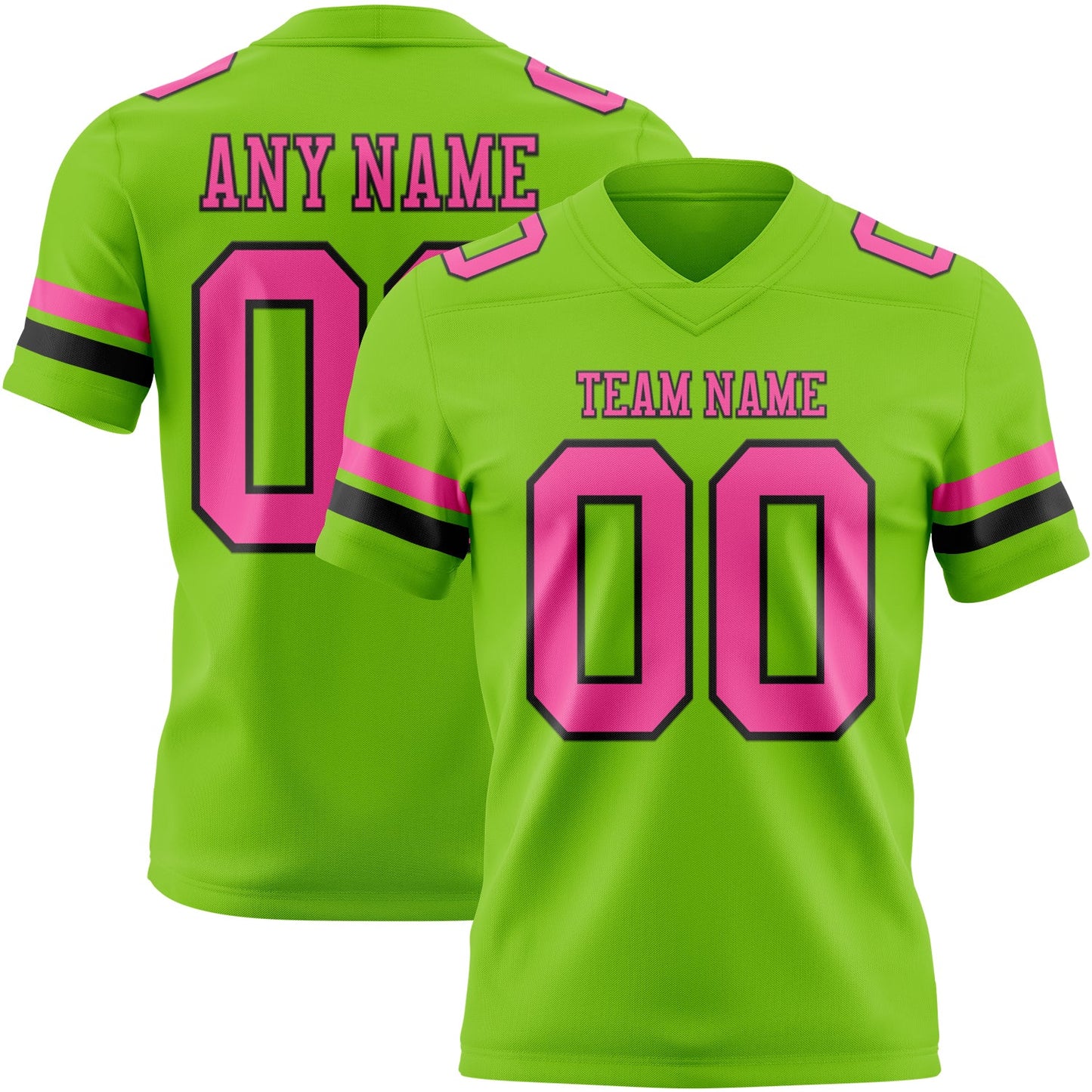 Custom Neon Green Pink-Black Authentic Football Jersey - Main View