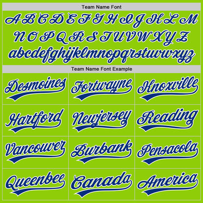 Custom Stitched Neon Green Royal-White Baseball Pullover Sweatshirt Hoodie view 3