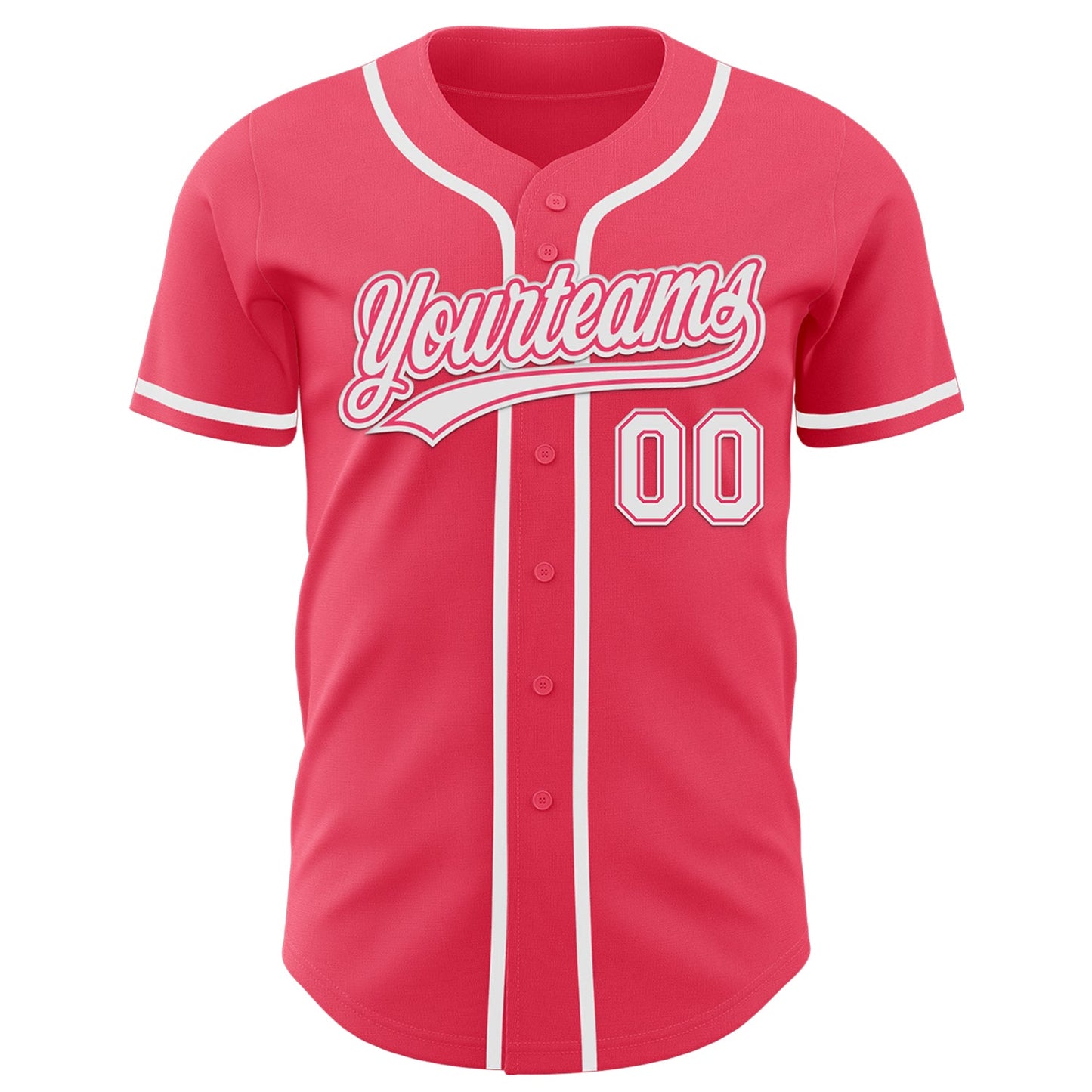 Custom Neon Pink White Authentic Baseball Jersey view 2