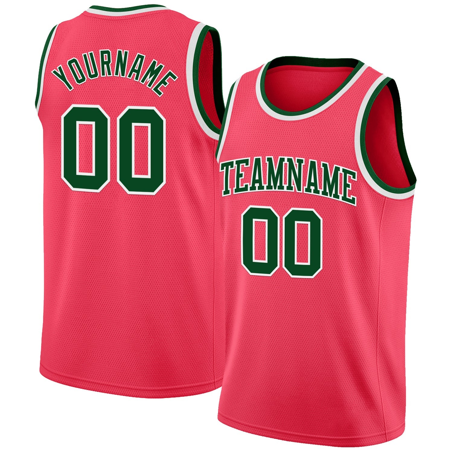 Custom Neon Pink Green-White Authentic Basketball Jersey - Main View