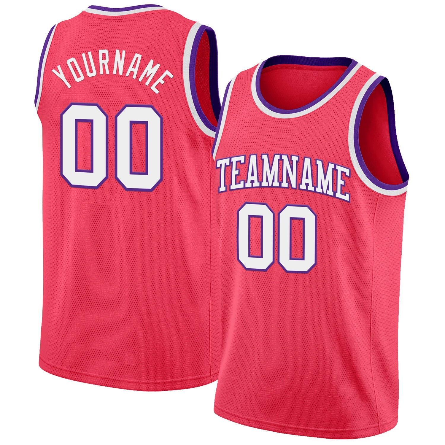 Custom Neon Pink White-Purple Authentic Basketball Jersey - Main View
