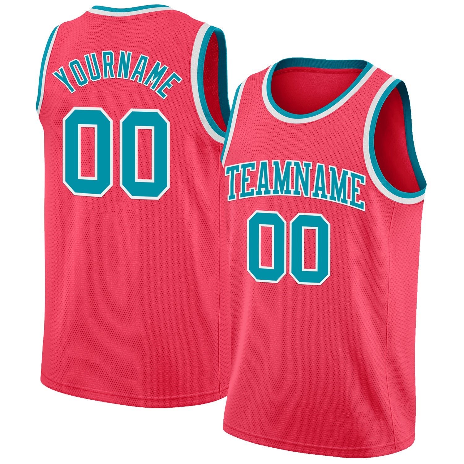 Custom Neon Pink Teal-White Authentic Basketball Jersey - Main View