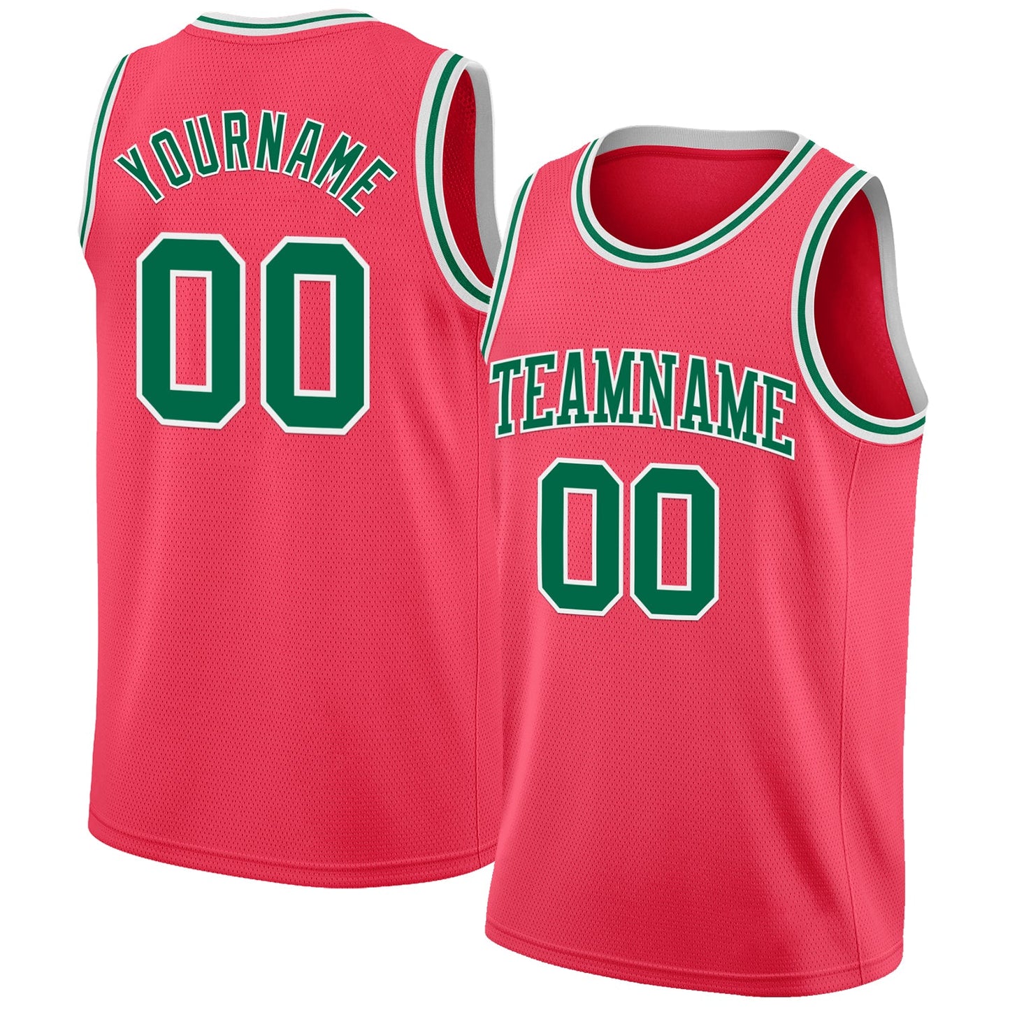 Custom Neon Pink Kelly Green-White Authentic Basketball Jersey - Main View