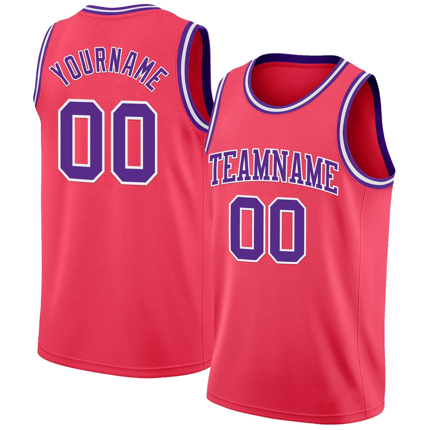 Custom Neon Pink Purple-White Authentic Basketball Jersey - Main View