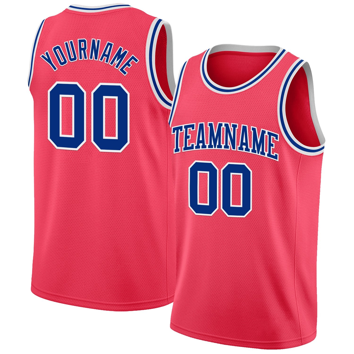 Custom Neon Pink Royal-White Authentic Basketball Jersey - Main View