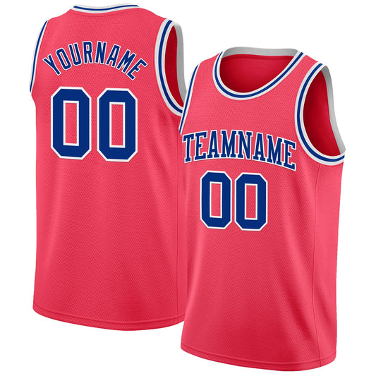 Custom Neon Pink Royal-White Authentic Basketball Jersey - Main View