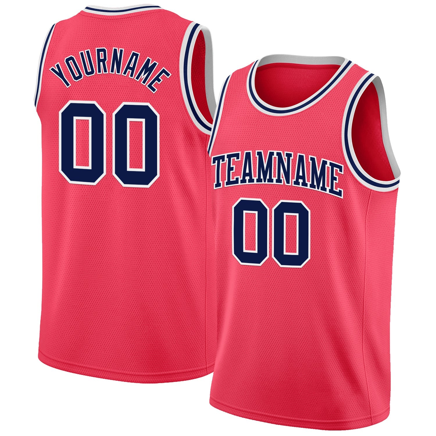 Custom Neon Pink Navy-White Authentic Basketball Jersey - Main View