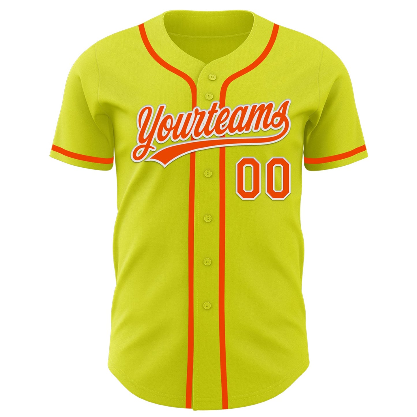 Custom Neon Yellow Orange-White Authentic Baseball Jersey view 2
