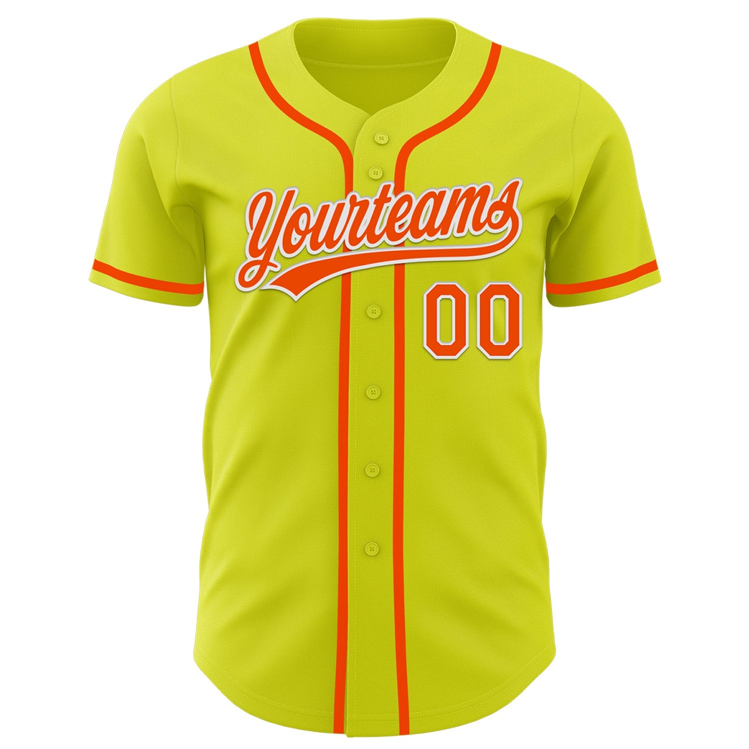 Custom Neon Yellow Orange-White Authentic Baseball Jersey view 2