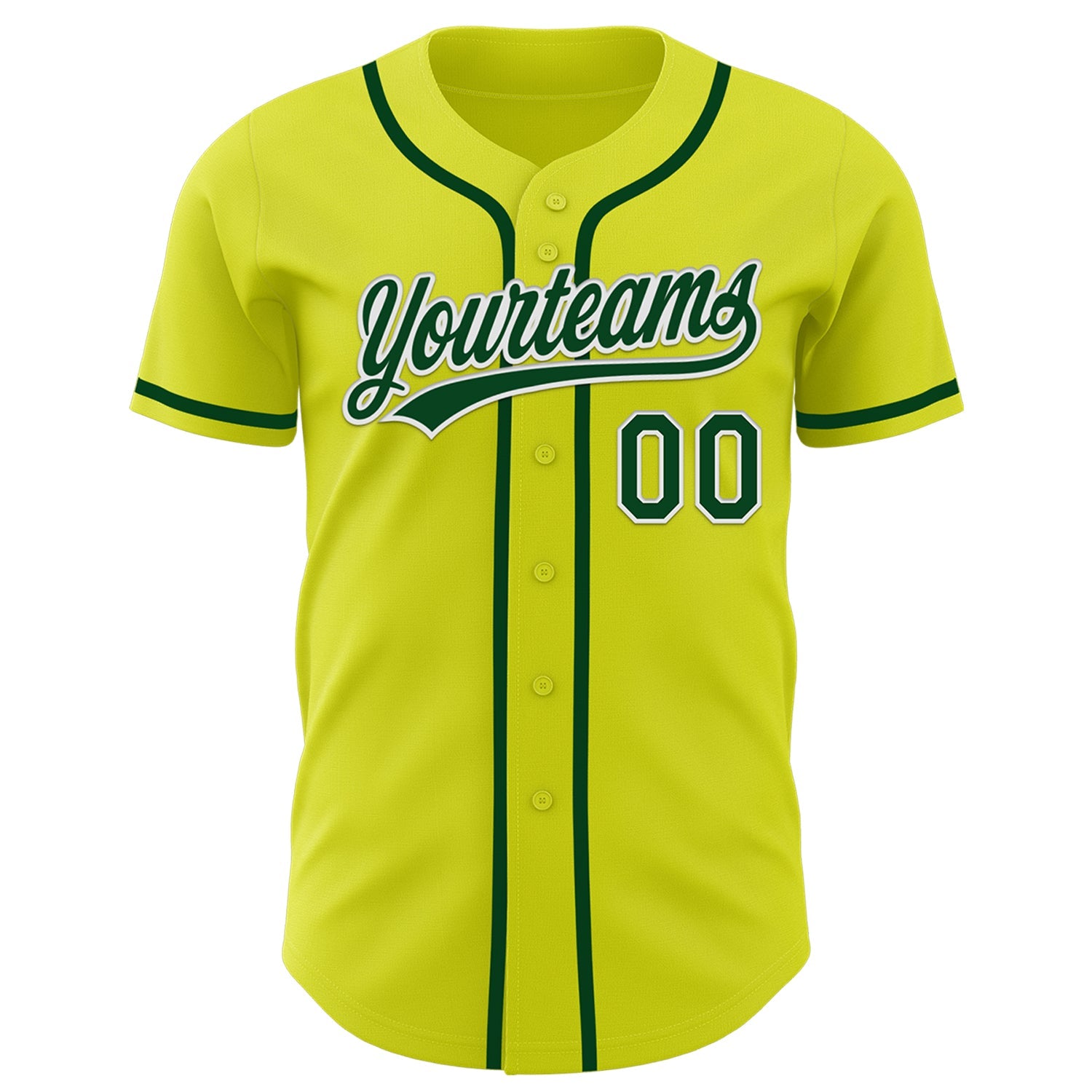 Custom Neon Yellow Green-White Authentic Baseball Jersey view 2